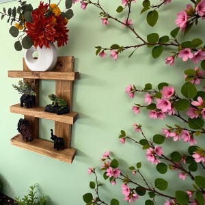Handmade Rustic Wood Tiered Wall Shelf – Floating Display Organizer