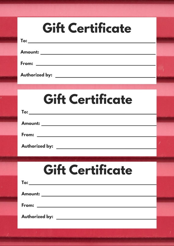 Gift Certificates & Entry Forms Printables in Red small Etsy