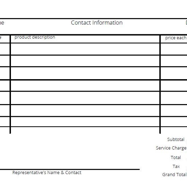 Order form, 1 pdf printable, 1 pdf editable, small business, direct sales, orders