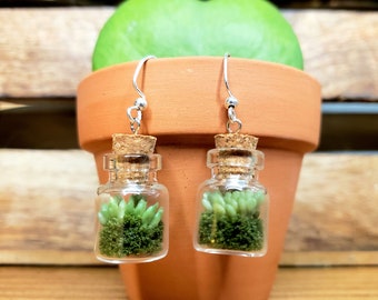 Forest Moss Drop Earrings \u2022 Terrarium Dangle Earrings \u2022 Resin Globe Earrings \u2022 Green Terrarium Jewellery \u2022 Earrings for Forest Wedding