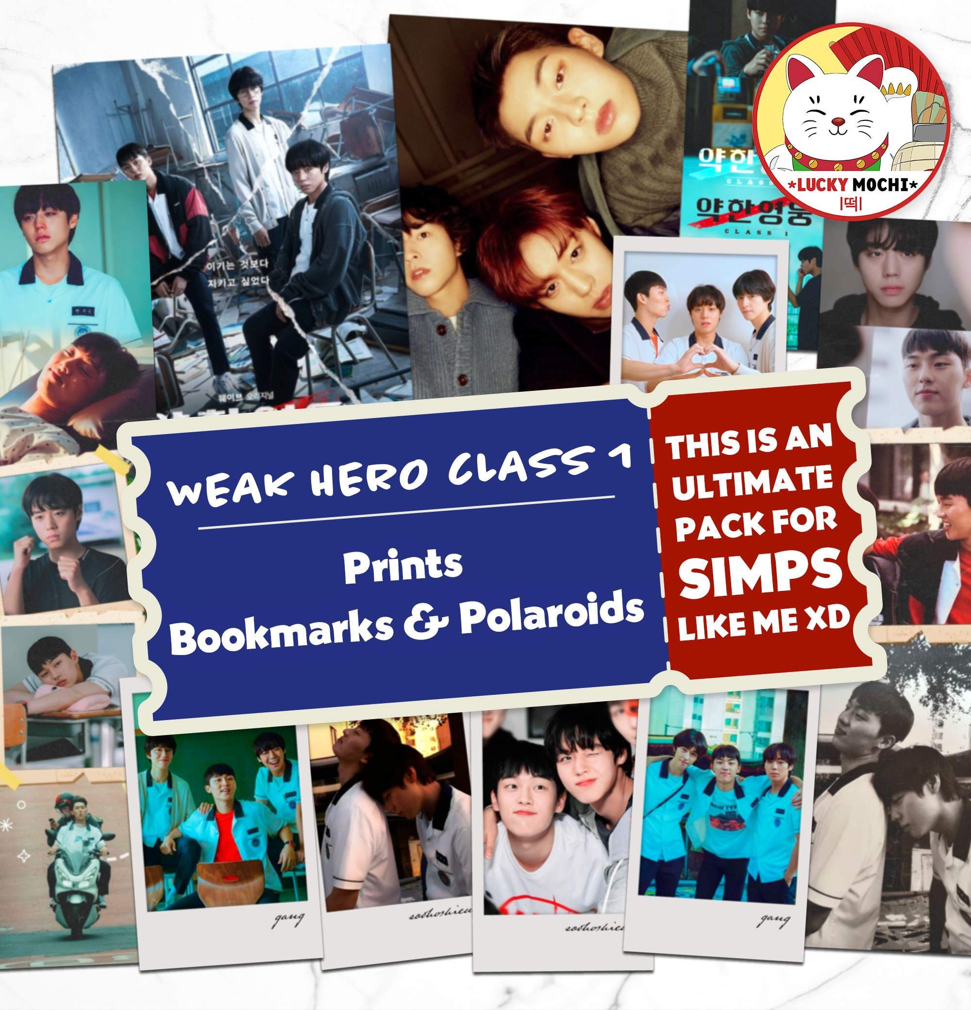 Weak Hero Class 1 Kollektion, 15 Polaroid Prints, Lesezeichen, Kdrama Geschenk Pack, Park Ji Hoon, Choi Hyun Wook