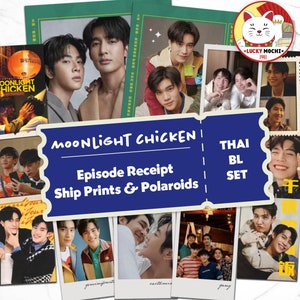 Moonlight Chicken Collection, Episode Receipt, Ship Print, Polaroid Prints, Bookmarks, Thai BL, Earthmix, GeminiFourth Gift Pack