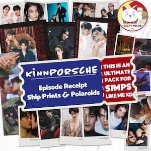 KinnPorsche The Series Collection, 30 Polaroid Prints, Episode Receipt, Bookmarks, Thai BL, MileApo, VegasPete Gift Pack