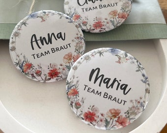 Personalized "Flower" Hen Party Buttons | Hen Party Badges 38 mm