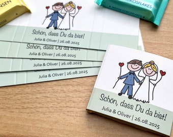 Personalisierte Banderole "Brautpaar" Gastgeschenk für Ritter Sport Mini Schön dass Du da bist Hochzeit Tischdeko Feier Party Feier