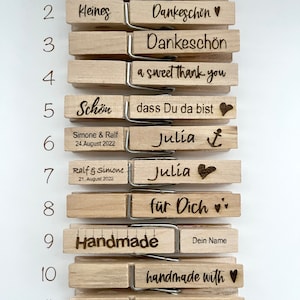 5 Wäscheklammern aus Holz für Geschenke, Tags, Hochzeit, Handmade