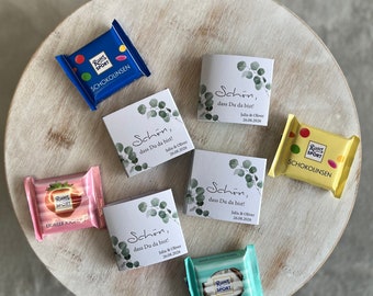 Banderola personalizada para regalo de invitado para Ritter Sport Mini. Bonito que estés allí, decoración de mesa de boda, celebración de fiesta de cumpleaños.