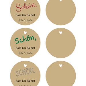 18 Anhänger aus Kraftpapier für Geschenke, Tags, Hochzeit, Handmade personalisierbar rund 6cm