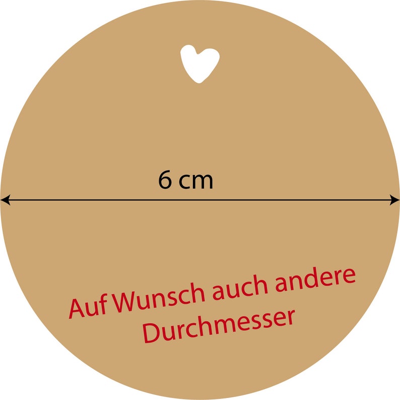 18 Anhänger aus Kraftpapier für Geschenke, Tags, Hochzeit, Handmade personalisierbar rund 6cm Bild 2