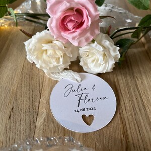 18 Anhänger aus Kraftpapier braun oder weiß für Tags, Hochzeit, Taufe, Feier , Gastgeschenk, Handmade, Geschenke personalisierbar rund 6cm Bild 1