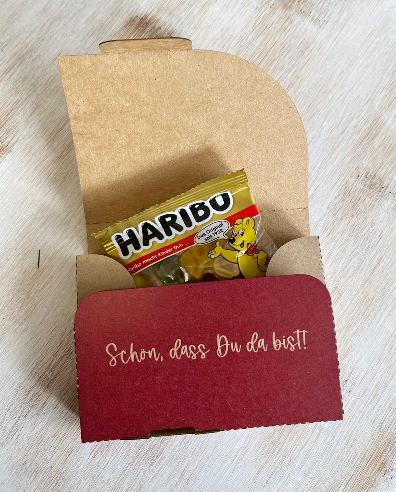 Box Verpackung Gastgeschenk für eure Hochzeit mit Personalisierung Ritter Sport Haribo usw. Bild 4