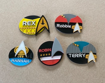 Customizable Name, Rank, Division, and Era magnetic fan badge TNG, TOS, DS9, VOY, Lower decks!