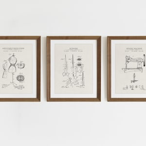 Sewing Patent Art Prints - Set of 3 - Printable Patent Artwork, Sewing Wall Art, Gift for Seamstress, Fashion Designer - INSTANT DOWNLOAD