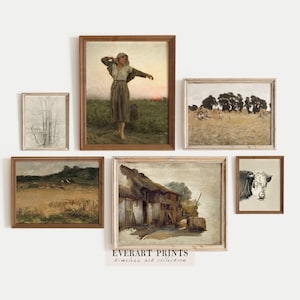 Farmhouse Gallery Wall Set of 6 | Printable Vintage Country Home Decor | gw19, INSTANT DOWNLOAD
