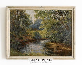 English Landscape Print, River Oil Painting, Farmhouse Print | PRINTABLE #90
