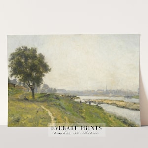 French Country Painting, Seine Landscape Print, Farmhouse Wall Art, Vintage French Printable, #71 , INSTANT DOWNLOAD