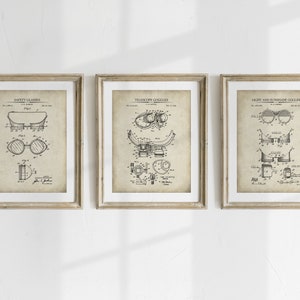Steampunk Patent Prints - Set of 3 - Steampunk Goggles - Printable Patent Artwork, Steampunk Wall Art, Steampunk Décor - INSTANT DOWNLOAD
