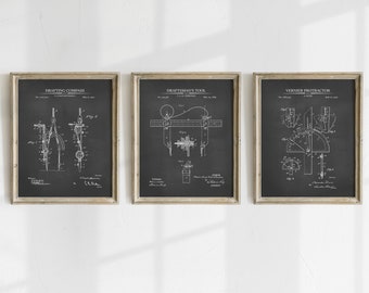 Architecture Patent Prints - Set of 3 - Tools of an Architect, Printable Patent Art , Architect Gift  - INSTANT DOWNLOAD