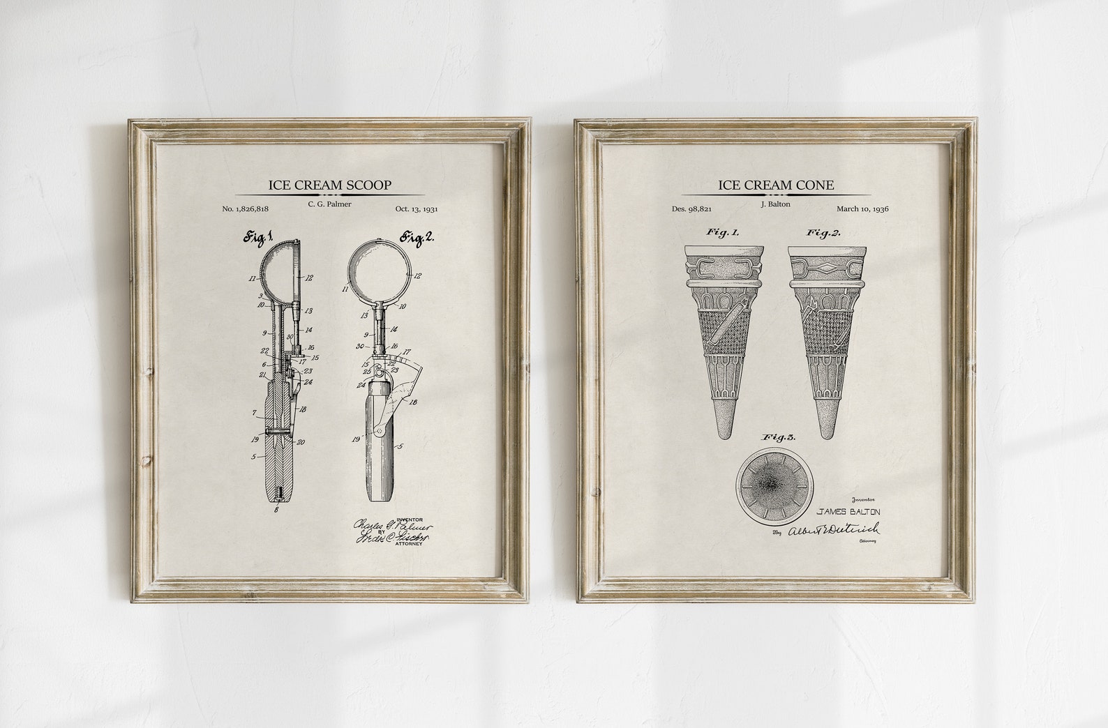 Ice Cream Patent Prints Set of 2 Printable Patent Artwork - Etsy