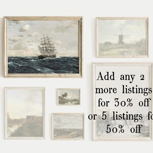 Moody Nautical Print, Vintage Ship Painting, Antique Seascape Wall Art, Printable Home Decor 83 , INSTANT DOWNLOAD image 2