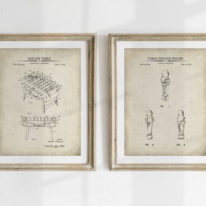 Impresiones de patentes de futbolín - Conjunto de 2 - Ilustraciones de patentes imprimibles, Arte de pared de futbolín, Decoración de sala de juegos imprimible - DESCARGA INSTANTÁNEA