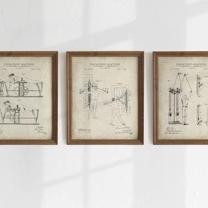 Vintage Workout Patent Prints - Set of 3 - Printable Patent Artwork, Vintage Bodybuilding Wall Art, Vintage Decoration  - INSTANT DOWNLOAD