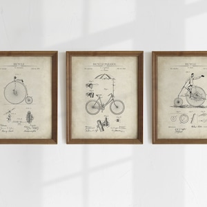 Vintage Bicycle Patent Prints - Set of 3 - Printable Patent Artwork, Bicycle Wall Art, Bicycle Room Decor - INSTANT DOWNLOAD