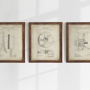 Cinema Patent Prints - Set of 3 - Cinematography Patent Artwork - Cinematography Wall Art - Movie Patents - Digital Art - INSTANT DOWNLOAD