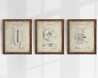 Cinema Patent Prints - Set of 3 - Cinematography Patent Artwork - Cinematography Wall Art - Movie Patents - Digital Art - INSTANT DOWNLOAD