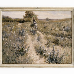 Pintura de paisaje antiguo / La huida a Egipto, Arte de pared imprimible, Decoración de granja, #53, DESCARGA INSTANTÁNEA