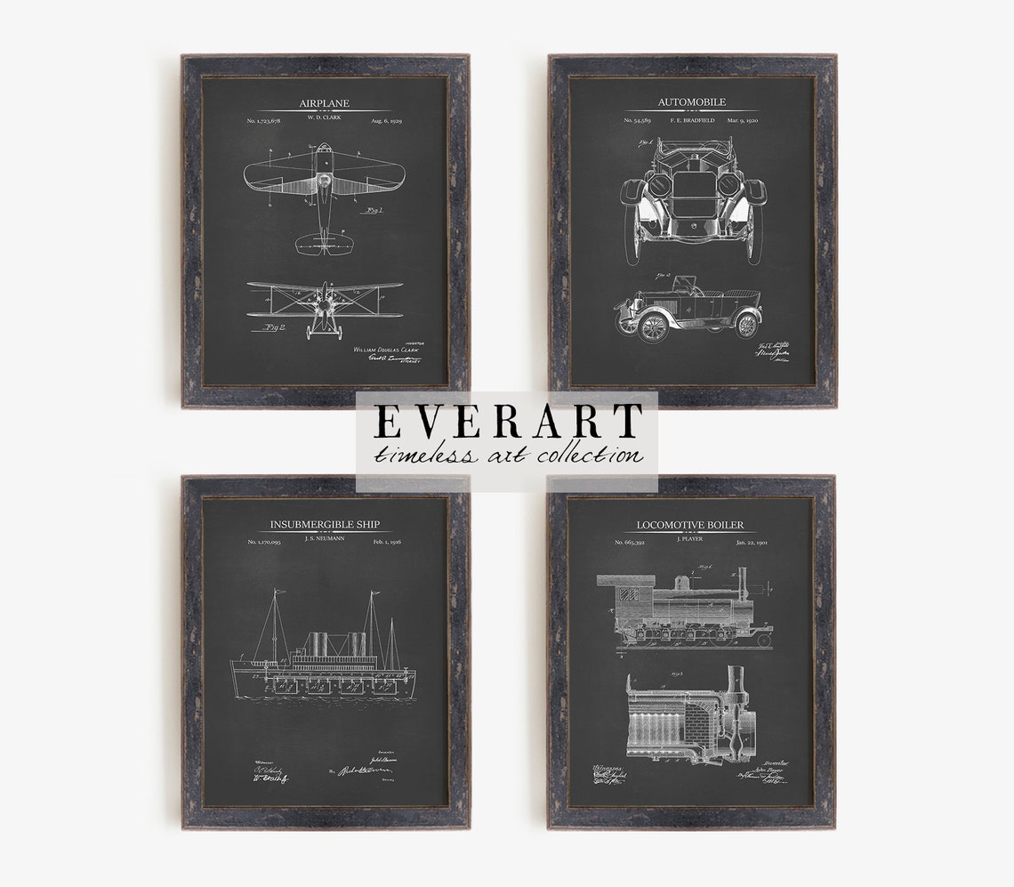 Vintage Vehicle Patent Prints Set of 4 Printable Patent - Etsy