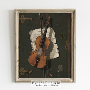 Still Life with a Violin, Antique Printable Painting, Farmhouse Wall Art, Printable File, P139 , INSTANT DOWNLOAD