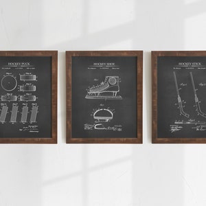 Ice Hockey Patent Prints - Set of 3 - Printable Patent Artwork , Vintage Hockey Wall Art, Hockey Gift, Hockey Poster Set - INSTANT DOWNLOAD