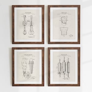 Bakery Patent Prints - Set of 4 - Printable Patent Artwork - Bakery Wall Art - Gift for Chef, Pastry Chef or Baker - INSTANT DOWNLOAD