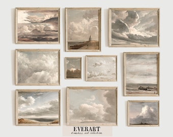 Vintage Cloudy Gallery Wall Set of 10 | Printable Neutral Tone Decor | Dreamy Wall Art | INSTANT DOWNLOAD