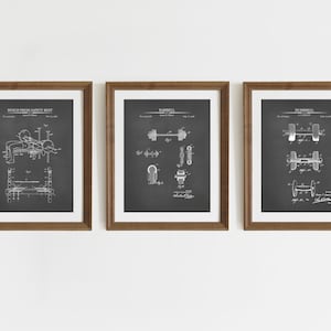 Weightlifting Patent Prints - Set of 3 - Printable Patent Artwork, Vintage Bodybuilding Wall Art, Vintage Weight Posters  - INSTANT DOWNLOAD