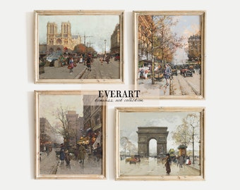 Paris Gallery Wall Print Set - 4 Impressionist French Paintings, Early 1900s Paris,  Printable Wall Art, GW8, INSTANT DOWNLOAD