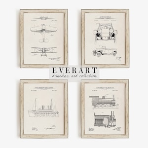 Vintage Vehicle Patent Prints - Set of 4 - Printable Patent Artwork, Nursery Wall Art, Printable Posters, Kids Room Art, INSTANT DOWNLOAD