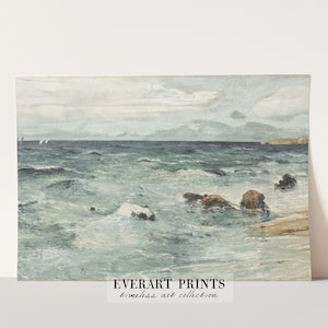 Coastal Landscape Print, Vintage Sea Painting, Coastal Wall Decor | Printable Wall Art, #65 , INSTANT DOWNLOAD