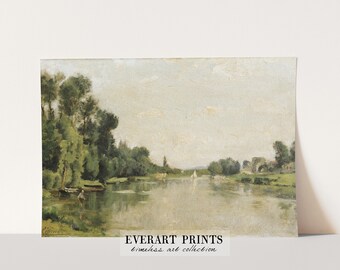 French Country Painting, Marne River Print, Farmhouse Wall Art, Vintage Printable Art, #74 , INSTANT DOWNLOAD