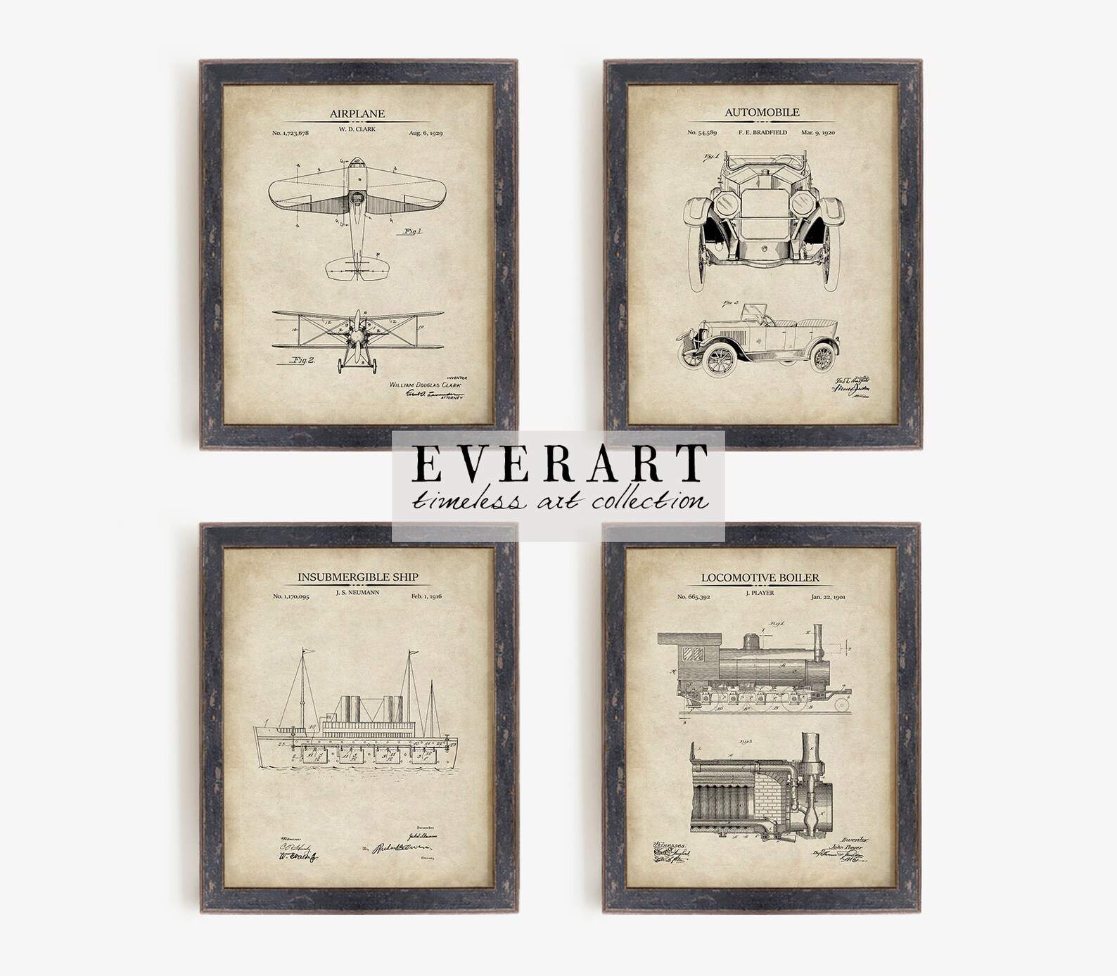 Vintage Vehicle Patent Prints Set of 4 Printable Patent - Etsy