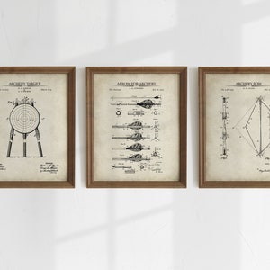 Boogschieten Patent Prints - Set van 3 - Afdrukbare Patent Artwork, Vintage Boogschieten Muurkunst, Afdrukbare Posters - INSTANT DOWNLOAD