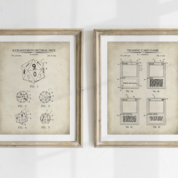 Magic Patent Prints - Set of 2 - Printable Patent Artwork, Trading Card Game Wall Art, Magic Player Gift, Geek Wall Art - INSTANT DOWNLOAD