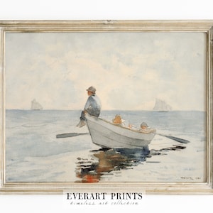 Vintage Sailboat Painting, Nautical Wall Decor, Nursery Watercolor Print | PRINTABLE #98
