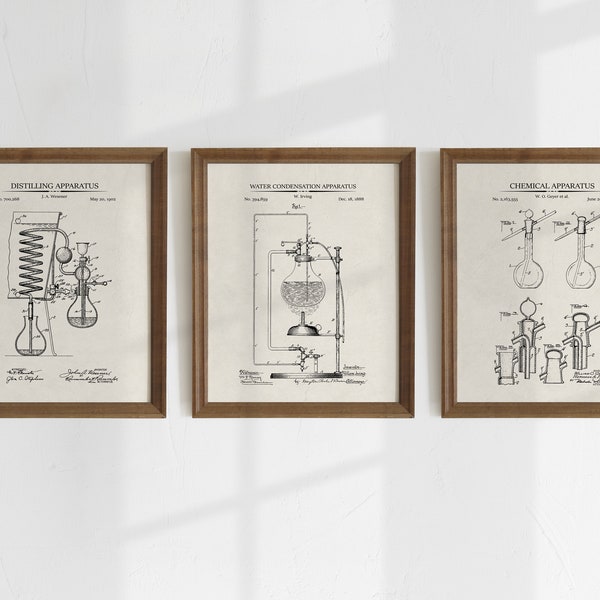 Chemistry Patent Prints - Set of 3 - Printable Patent Artwork, Chemistry Wall Art, Chemist Gift, Vintage Room Décor -  INSTANT DOWNLOAD