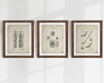 Golf Patent Prints - Set of 3 - Printable Patent Artwork - Golf Wall Art - Golf Lover Gift - Digital Art - INSTANT DOWNLOAD