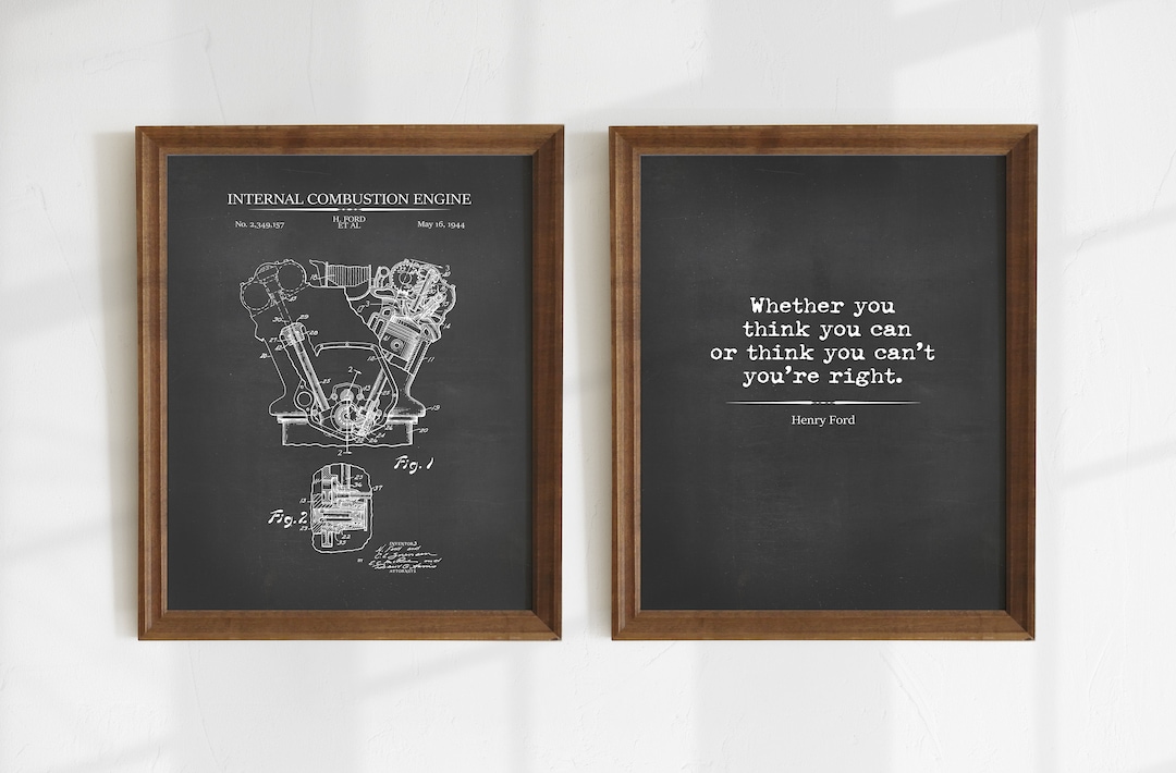 Henry Ford Quote & Patent, Print Set of 2, Henry Ford Wall Art ...