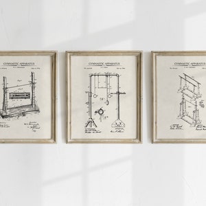 Gymnastics Patent Prints - Set of 3 - Printable Patent Artwork, Gymnastics Wall Art, Gymnast Gift - Vintage Room Décor - INSTANT DOWNLOAD