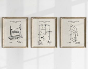 Gymnastics Patent Prints - Set of 3 - Printable Patent Artwork, Gymnastics Wall Art, Gymnast Gift - Vintage Room Décor - INSTANT DOWNLOAD