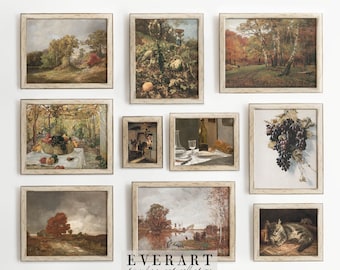 Vintage Fall Gallery Wall Print Set - 10 Vintage Autumn Paintings, Printable Wall Art, Harvest Wall Art, GW29, INSTANT DOWNLOAD